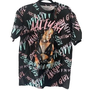 Y2K 90's Aaliyah Graffiti T-Shirt Size Large Black Unisex